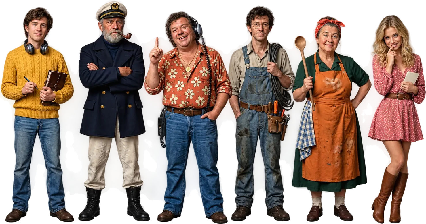 De personages van Zoutwater Scheepsjournaal